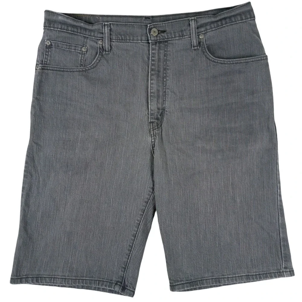 Levi's 569 Denim Shorts Mens 36 Charcoal Grey Loose Straight Fit Jean Shorts‎